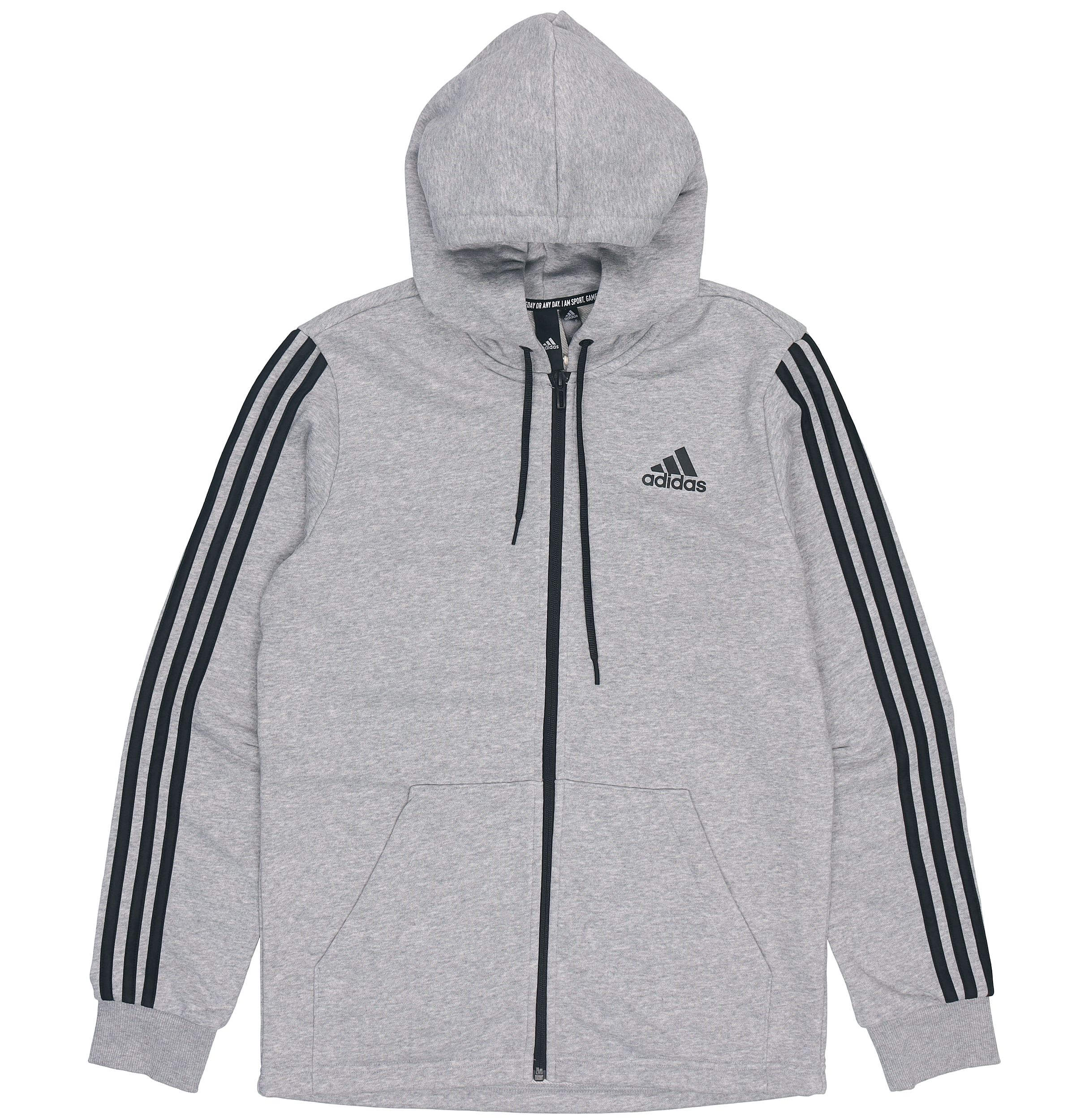 adidas Essential Side-Stripe Hoodie Jacket Mid Grey DQ1454