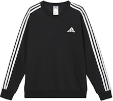adidas Essential Striped Pullover Sweatshirt Black GK9106 adidas Essential Striped Pullover Sweatshirt Black GK9106