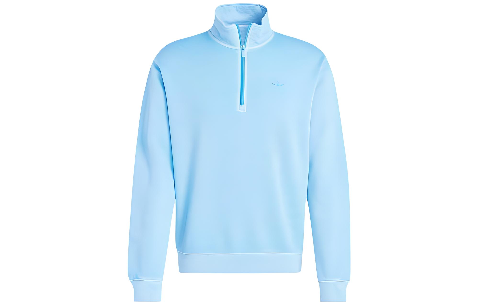 adidas Essential Trefoil Dye Half Zip Crew Sweatshirt Light Blue IS1744