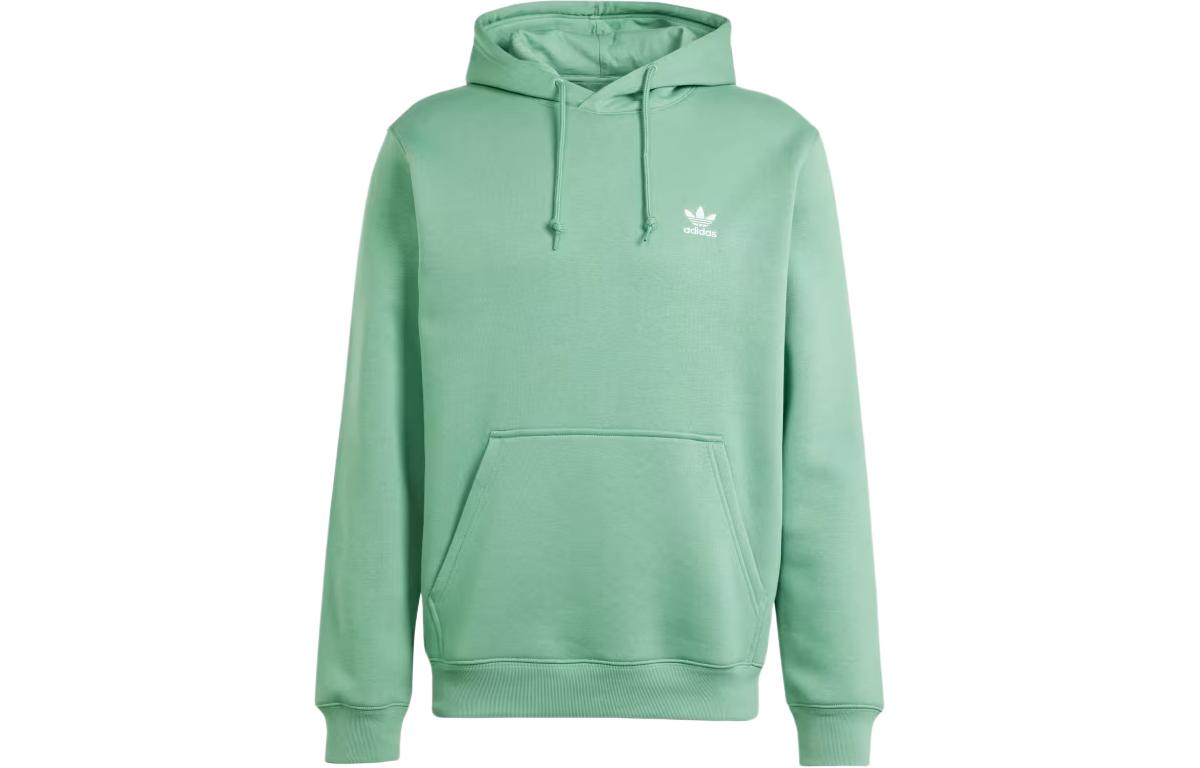 adidas Essential Trefoil Hoodie Green Fleece Pullover IN0665