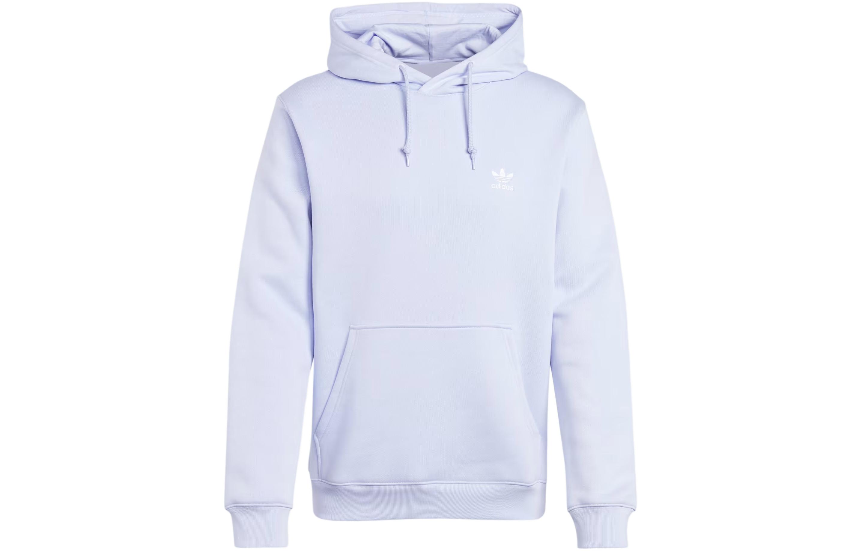 adidas Essential Trefoil Logo Hoodie Violet Fleece Pullover IR7788