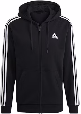 adidas Essentials 3-Stripes Full-Zip Hoodie Jacket - Black GK9051 Buy adidas Essentials 3-Stripes Full-Zip Hoodie Jacket - Black GK9051