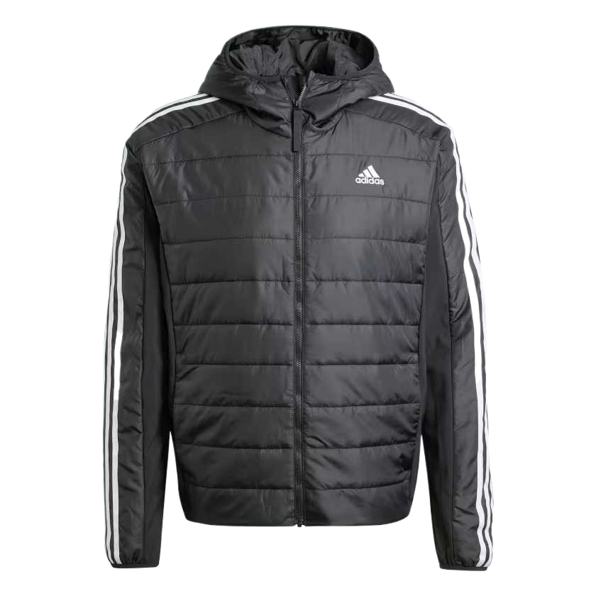 adidas Essentials 3-Stripes Hooded Warm Jacket Black IN7195