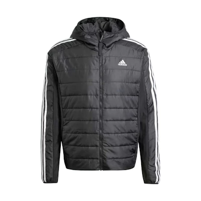 adidas Essentials 3-Stripes Hooded Warm Jacket Black IN7195