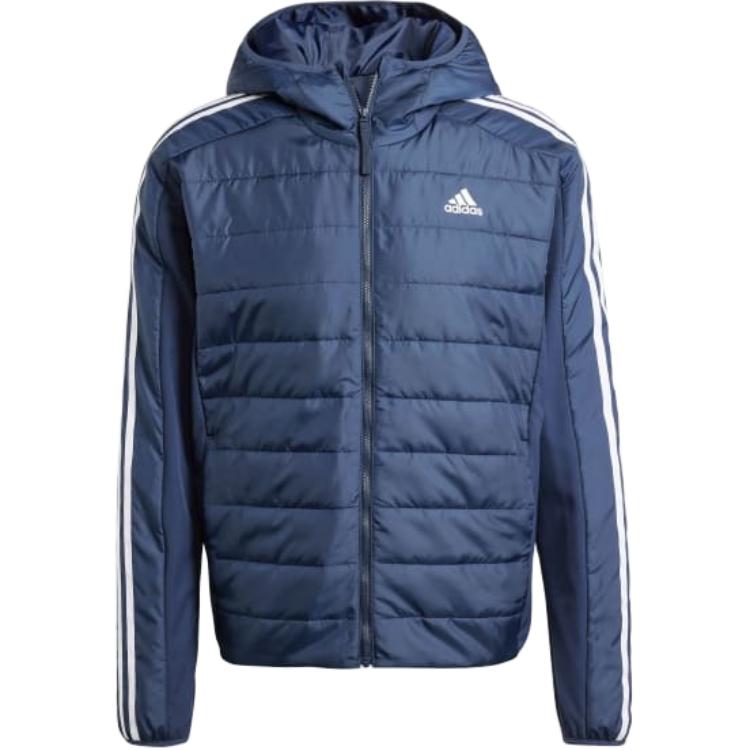 adidas Essentials 3-Stripes Hybrid Hoodie Zip Jacket Blue () IS1276