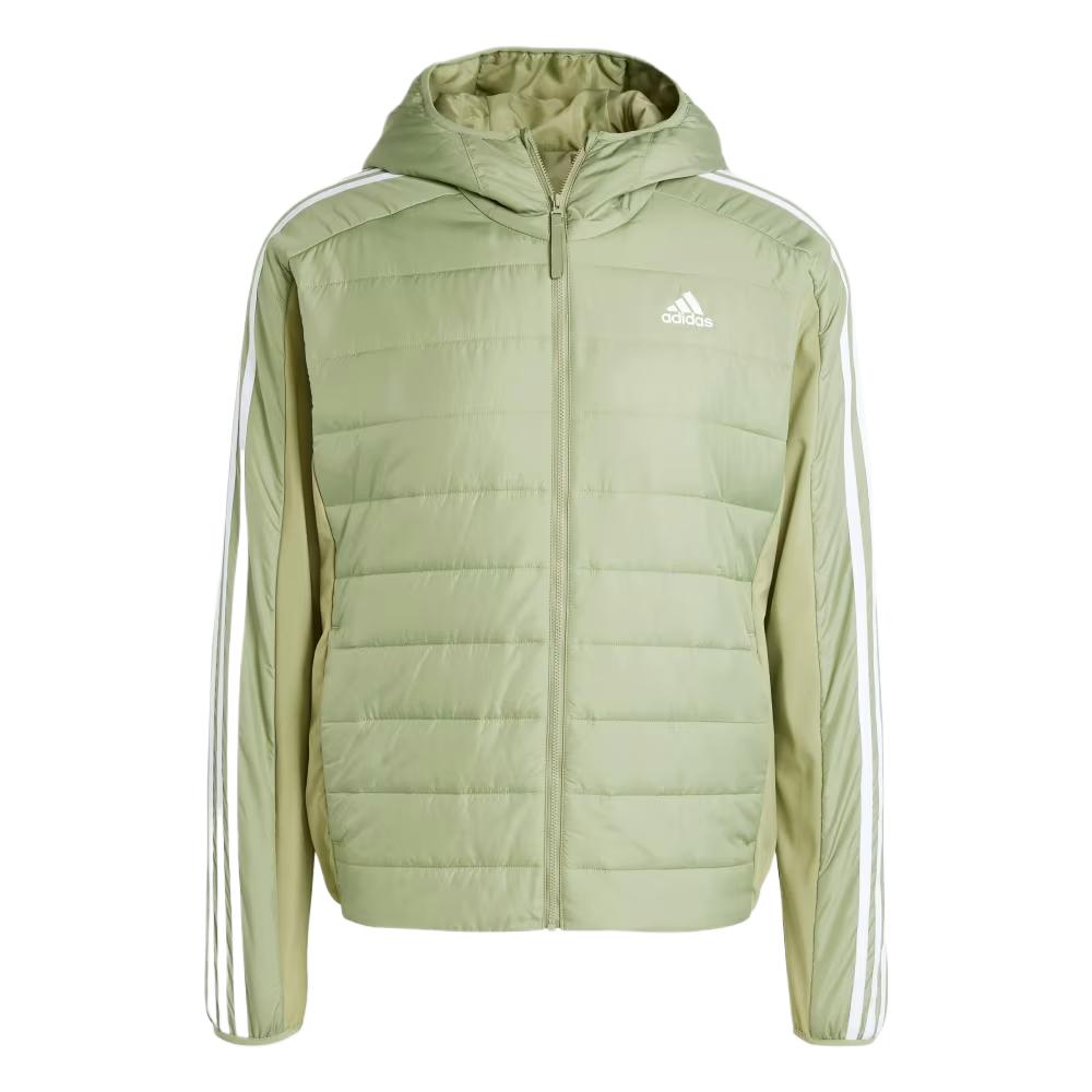 adidas Essentials 3-Stripes Insulated Hooded Jacket Tent Green Mens Warm Coat IX8895