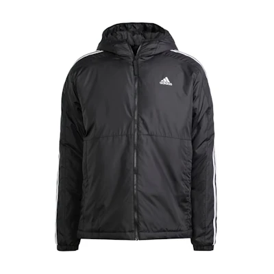 adidas Essentials 3-Stripes Insulated Hooded Jacket Black Casual Outerwear IN7194