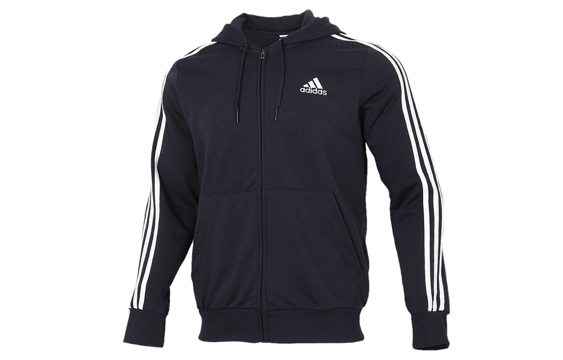 adidas Essentials 3-Stripes Knit Hoodie Jacket in Legend Ink Blue GK9033