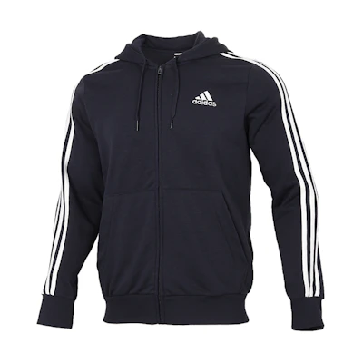 adidas Essentials 3-Stripes Knit Hoodie Jacket in Legend Ink Blue GK9033