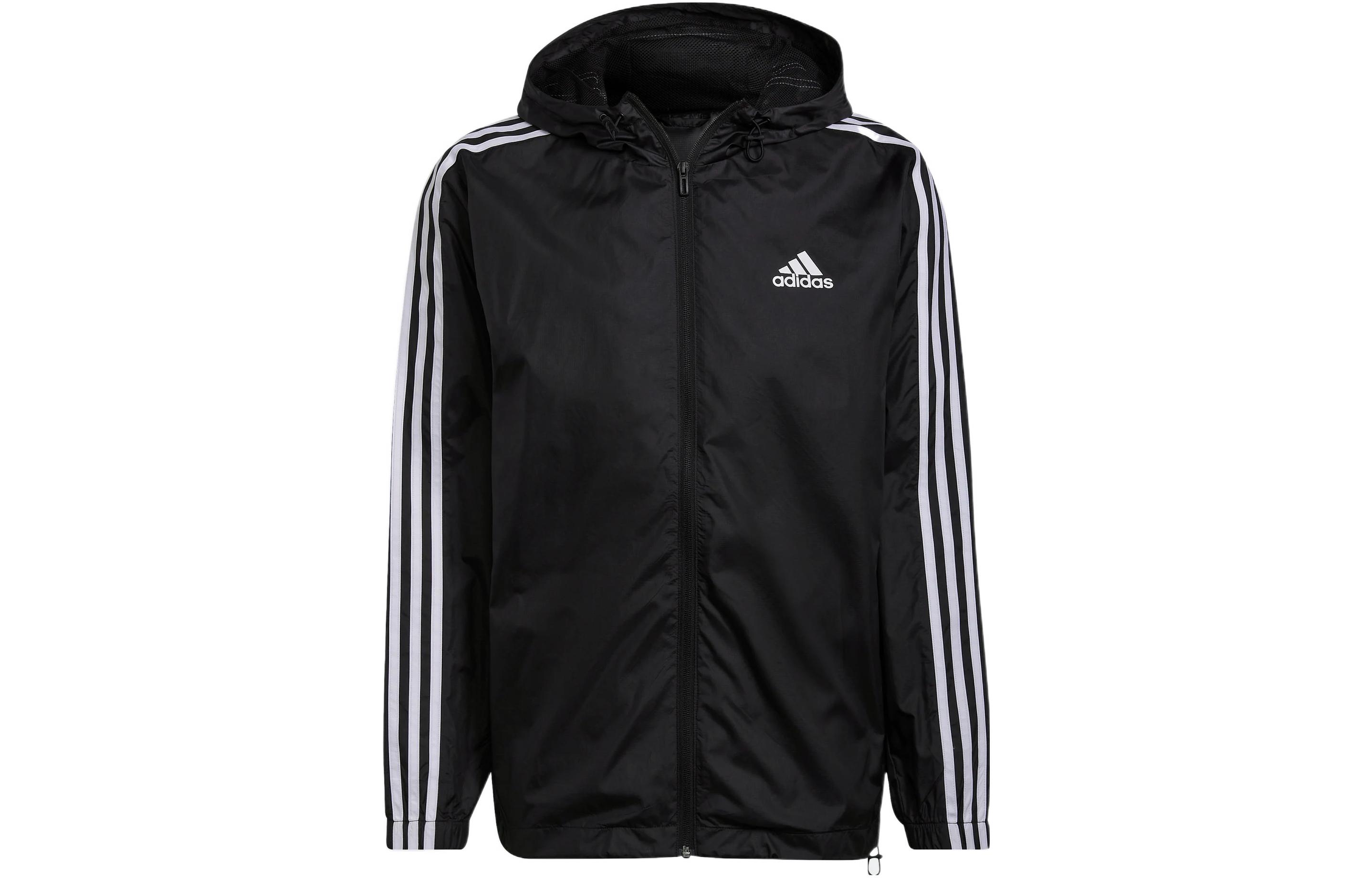 adidas Essentials 3-Stripes Logo Hoodie Jacket Black HE4321 圖 2