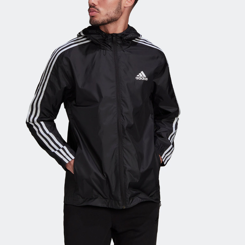 adidas Essentials 3-Stripes Logo Hoodie Jacket Black HE4321 圖 3