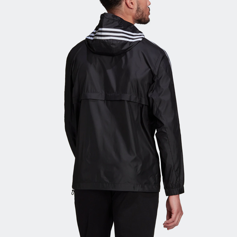 adidas Essentials 3-Stripes Logo Hoodie Jacket Black HE4321 圖 4