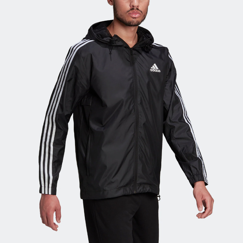 adidas Essentials 3-Stripes Logo Hoodie Jacket Black HE4321 圖 5