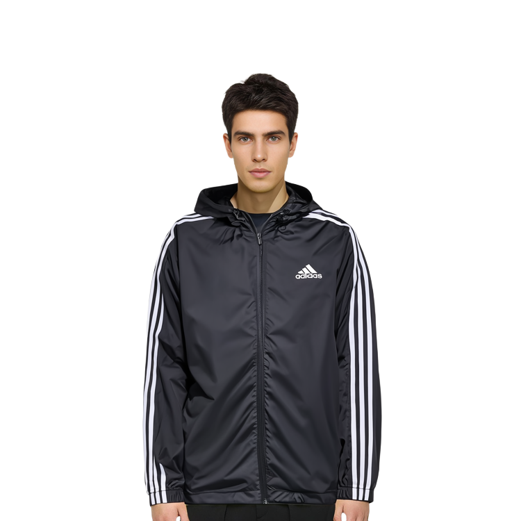 adidas Essentials 3-Stripes Logo Hoodie Jacket Black HE4321 圖 6
