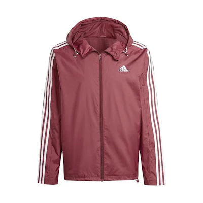 adidas Essentials 3-Stripes Logo Print Hoodie Jacket Men’s Deep Red IS1335