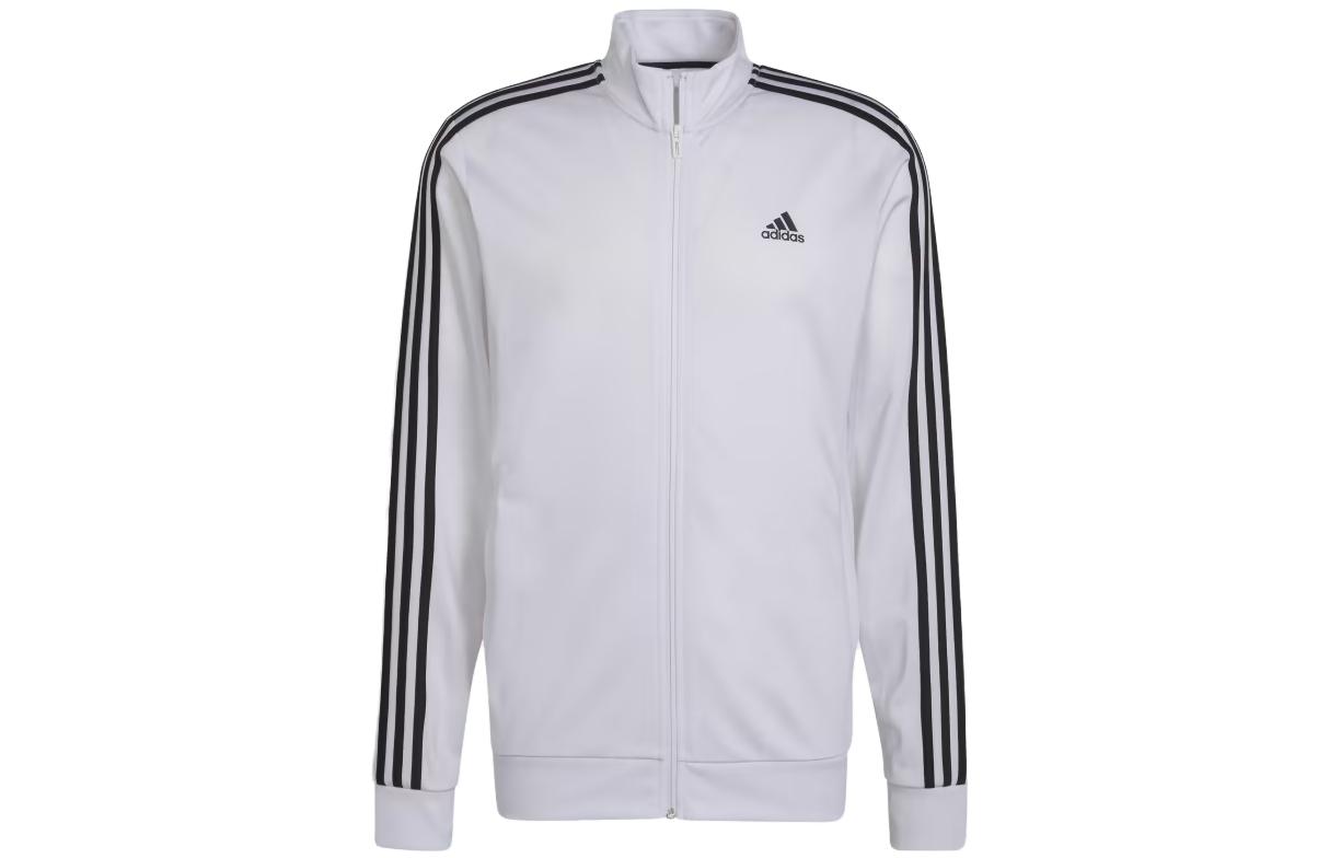 adidas Essentials 3-Stripes Track Jacket White Retro Zip-Up High Collar H46102