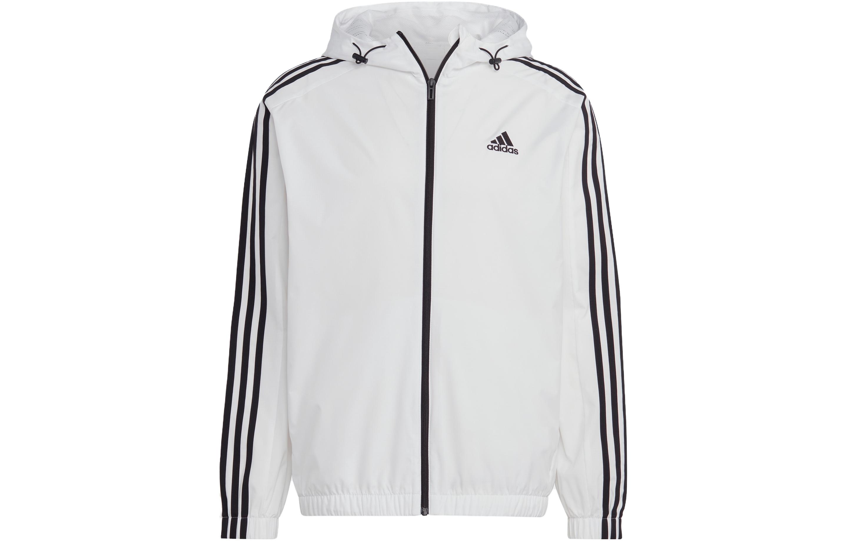 Buy adidas Essentials 三條紋防風夾克 Ripstop 白色外套 IB0386
