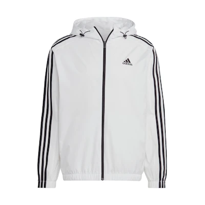 adidas Essentials 3-Stripes Windbreaker Ripstop Jacket White IB0386