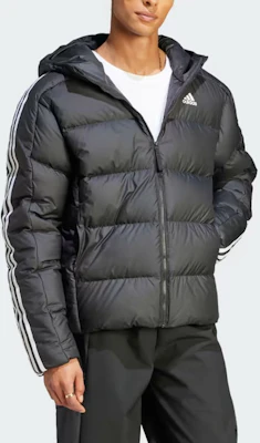 阿迪达斯三条纹中厚款连帽羽绒夹克黑色款式。 HZ4429 Purchase 阿迪达斯三条纹中厚款连帽羽绒夹克黑色款式。 HZ4429