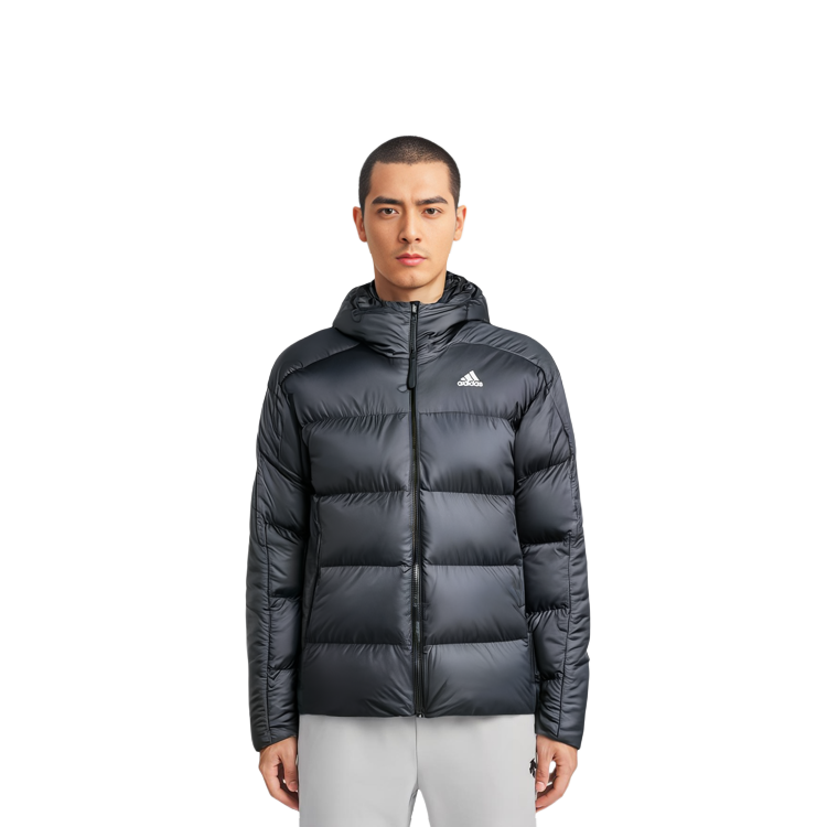 adidas Essentials  Midweight Hooded Down Jacket Black with Triple Stripes. HZ4429 圖 8