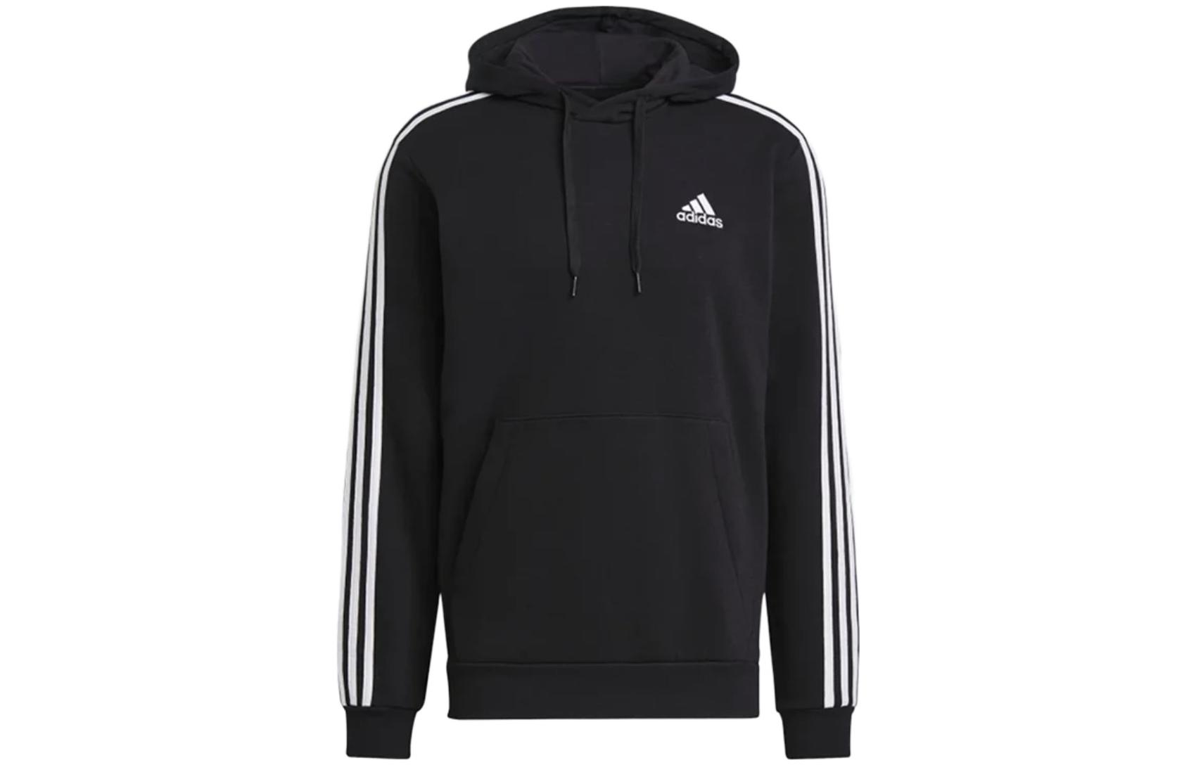 adidas Essentials Black Drawstring Hoodie with Logo Print GK9072