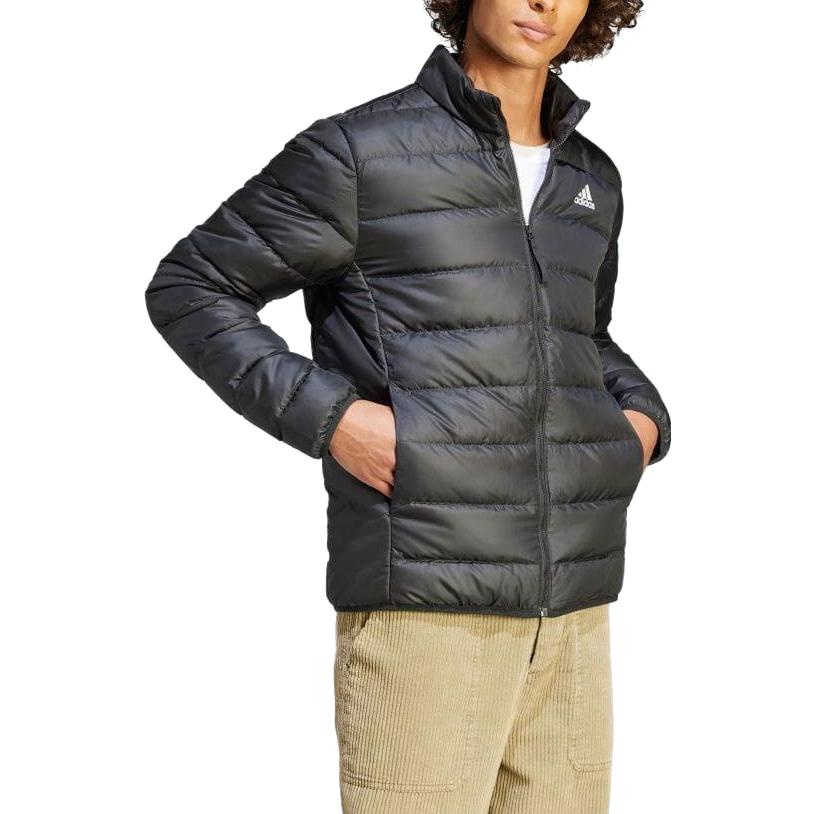 adidas Essentials Black Hooded Zip Puffer Jacket with Stripes HZ5730 圖 5