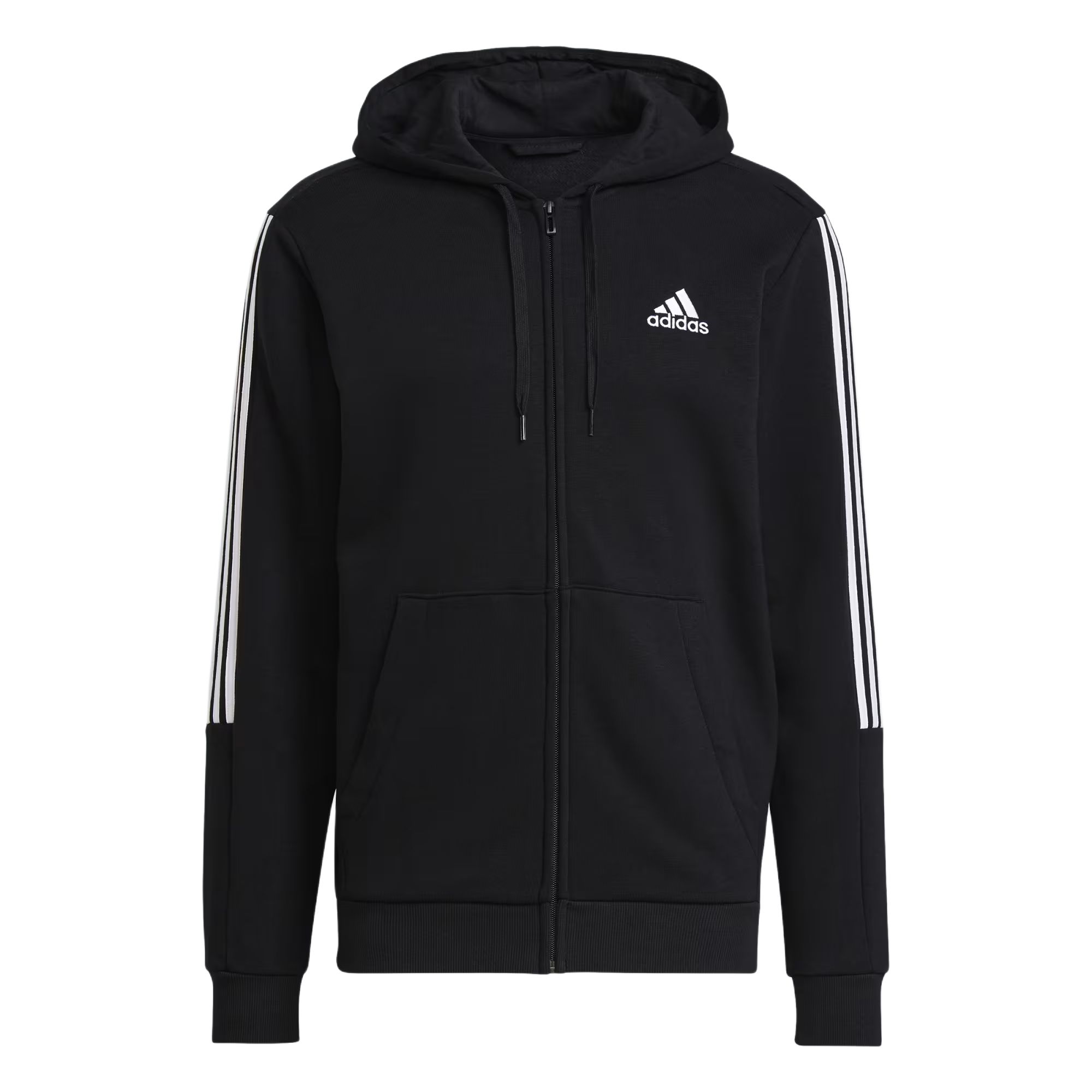 adidas Essentials Black Logo Printed Drawstring Hoodie Jacket GK9585