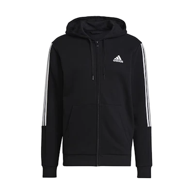 adidas Essentials Black Logo Printed Drawstring Hoodie Jacket GK9585