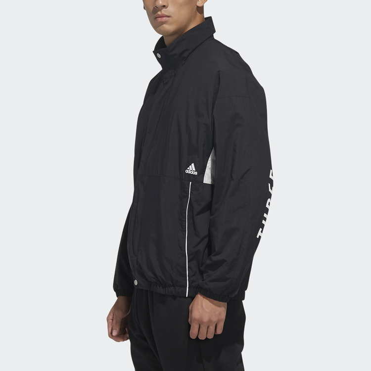 adidas Essentials Black Stand Collar Casual Sports Jacket HN8479 圖 6