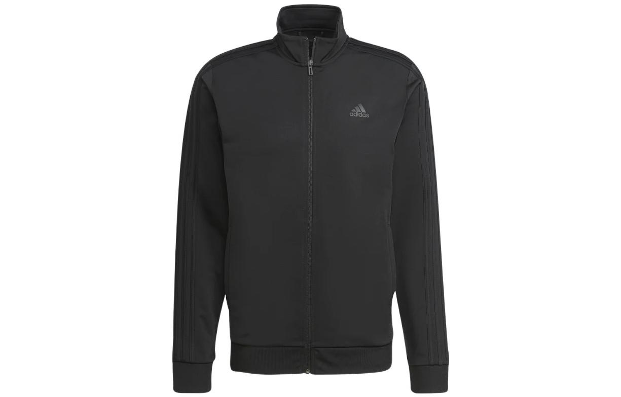 adidas Essentials Black Zip-Up Jacket with Chest Logo Print H46101