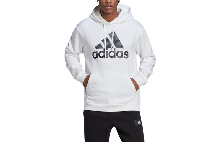 adidas Essentials Camo Print Logo Hoodie White Casual Sportswear HL6932