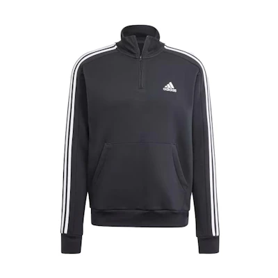 adidas Essentials Fleece 3-Stripes 1/4-Zip Sweatshirt Black Pullover HZ6235