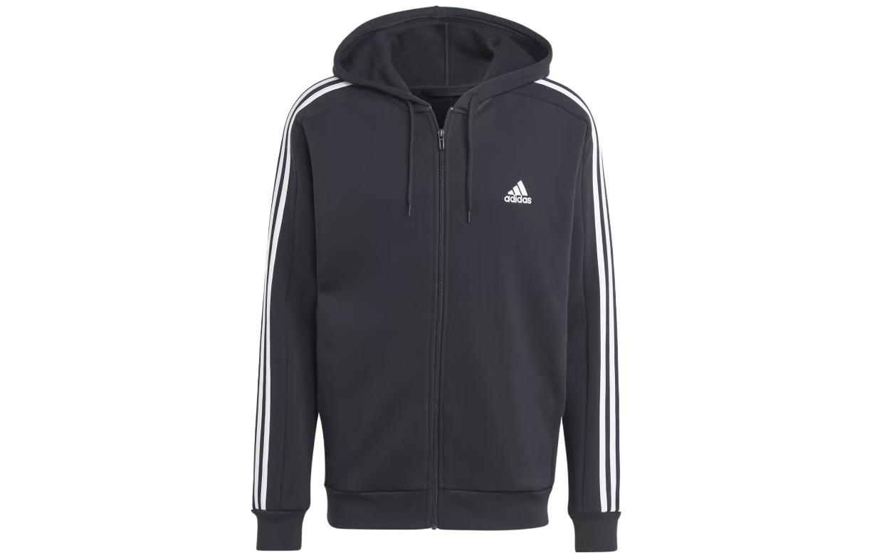 Buy adidas Essentials Fleece 3-Stripes Full-Zip Hoodie Black Lavage Design IB4029