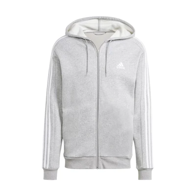 adidas Essentials Fleece 3-Stripes Full-Zip Hoodie Gray IJ6479