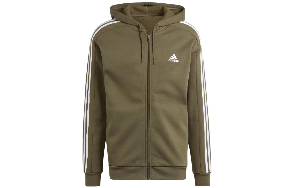 adidas Essentials Fleece 3-Stripes Full-Zip Hoodie Brown IJ6492