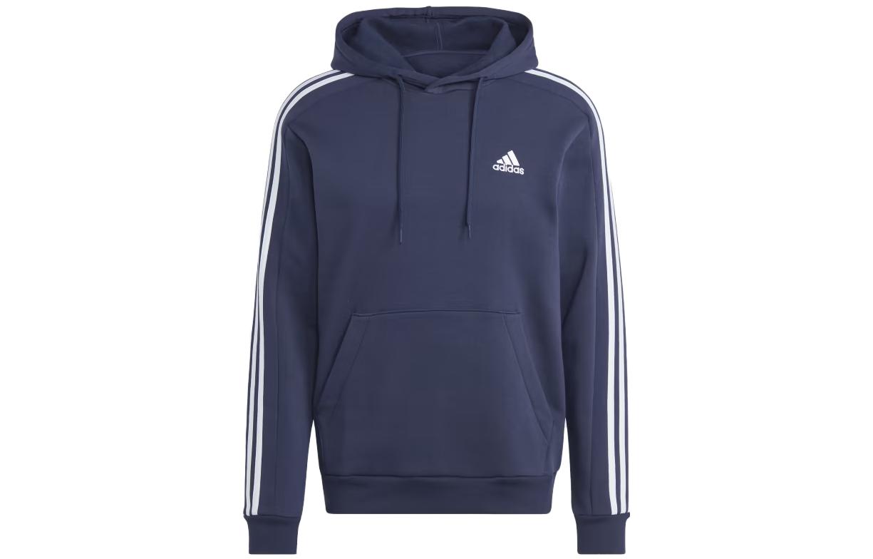 adidas Essentials Fleece 3-Stripes Hoodie Navy Blue College Style IJ6473