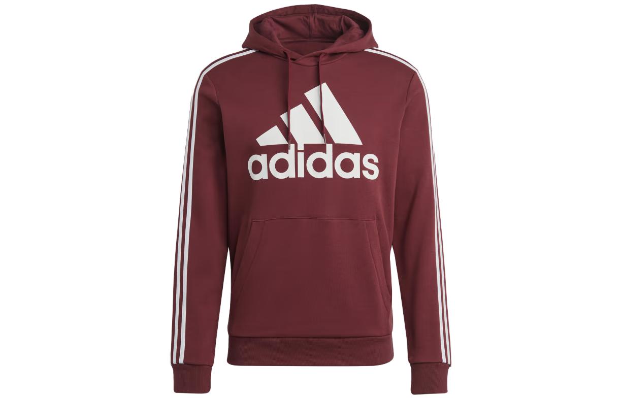 adidas Essentials Fleece 3-Stripes Logo Hoodie Shadow Red H47057