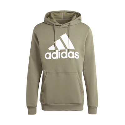 adidas Essentials Fleece Big Logo Hoodie Olive Pullover Sweatshirt IJ8913