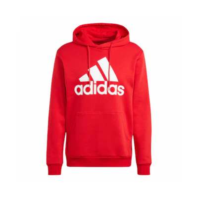 adidas Essentials Fleece Big Logo Hoodie Red Mens Pullover Sweatshirt IJ8911