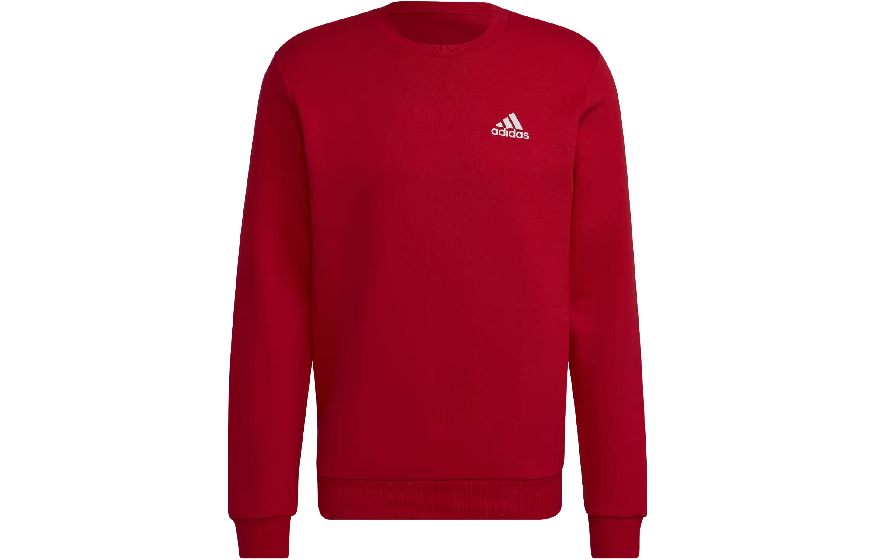 adidas Essentials Fleece Crewneck Sweatshirt Red with Logo Design HL2279