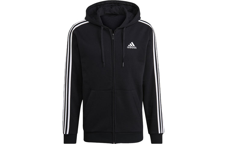 adidas ESSENTIALS Fleece Hoodie Colorblock 3-Stripes Japan Edition Black Men’s GK9051-JAPAN