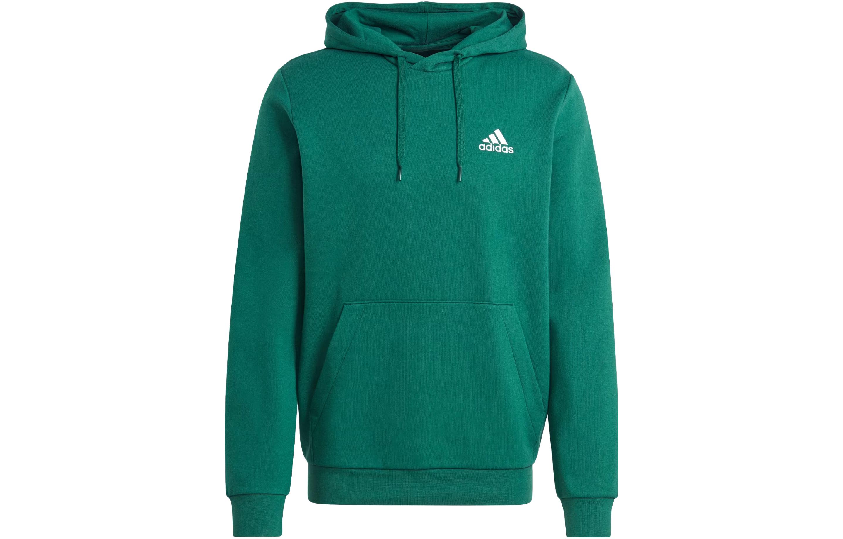 adidas Essentials Fleece Hoodie Green Long-Sleeve Pullover with Logo IL3295