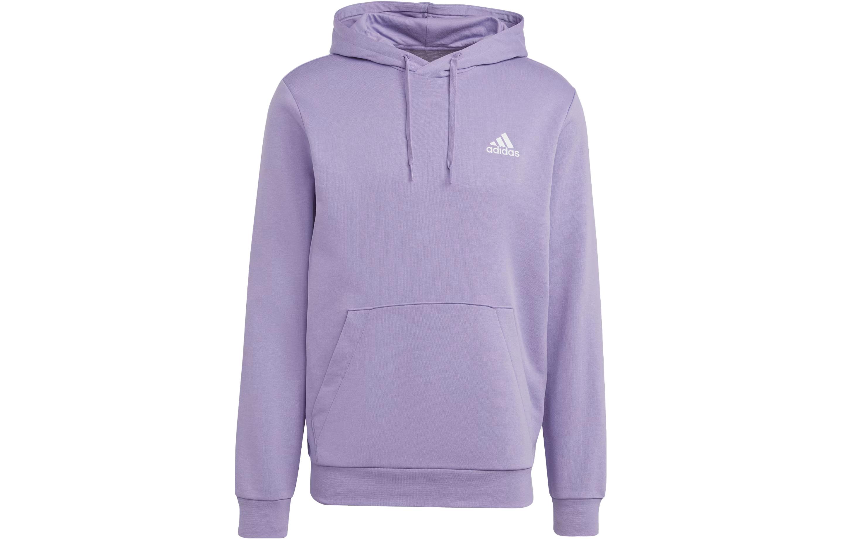 adidas Essentials Fleece Hoodie Purple Solid Logo Long Sleeve H47021