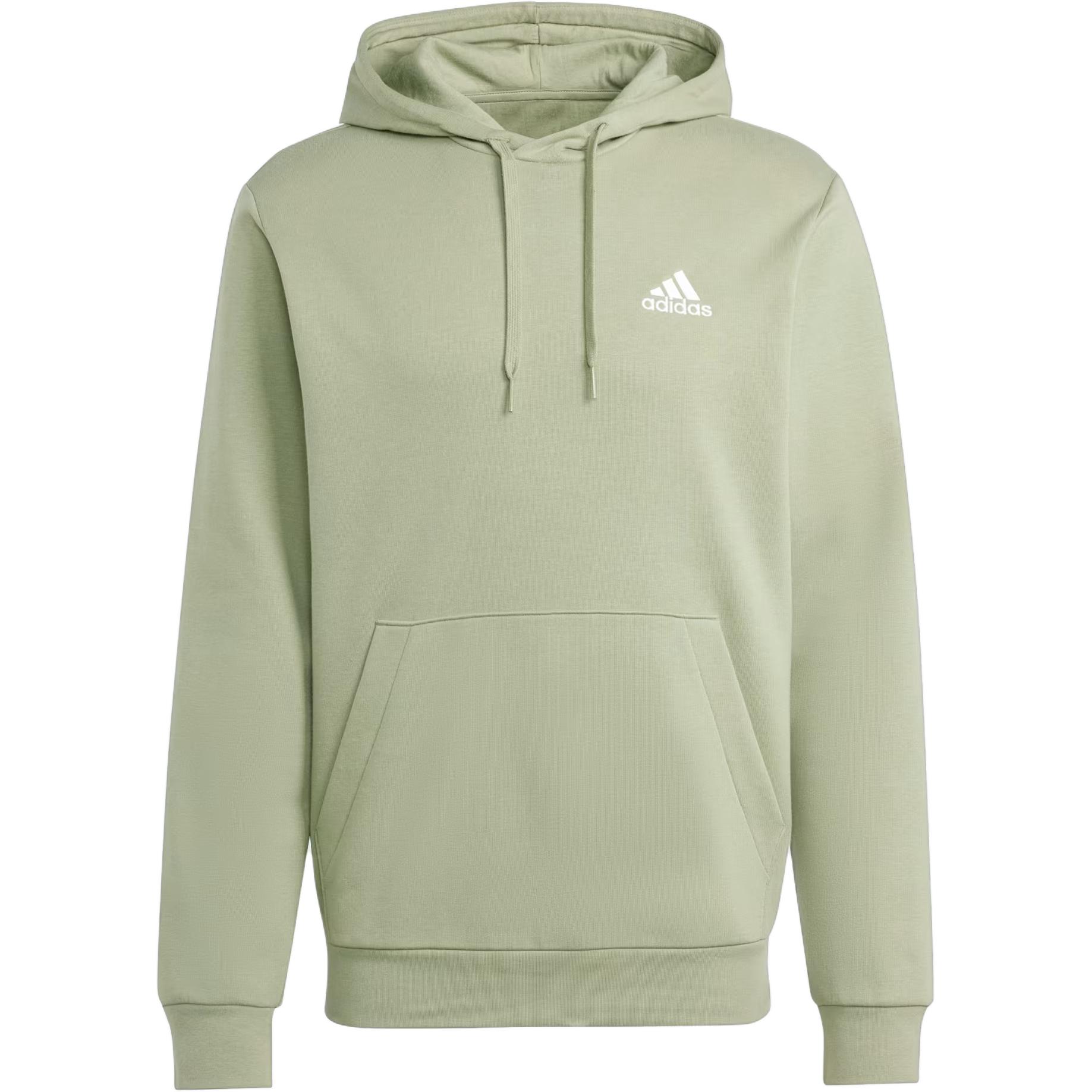 adidas Essentials Fleece Hoodie Tent Green Logo Embroidery Pullover JJ4662