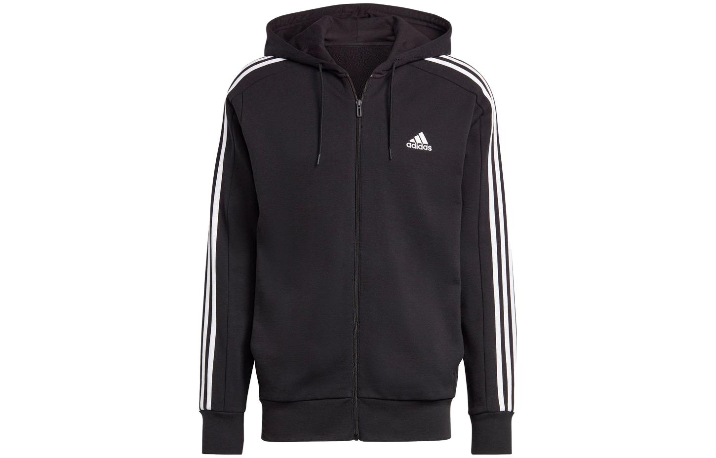 adidas Essentials French Terry 3-Stripes Full-Zip Hoodie Japanese Edition Black IC0433-JAPAN