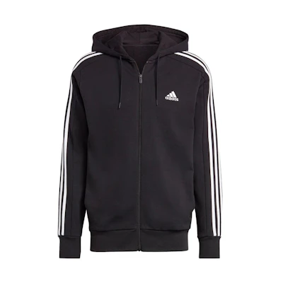 adidas Essentials French Terry 3-Stripes Full-Zip Hoodie Japanese Edition Black IC0433-JAPAN