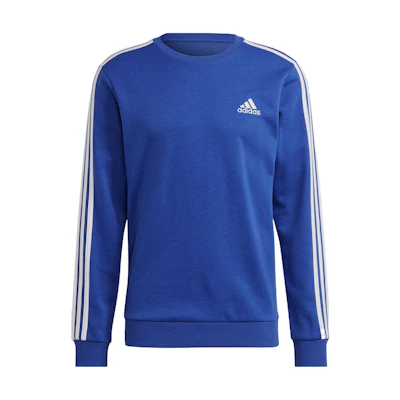 adidas Essentials French Terry 3-Stripes Logo Crewneck Sweatshirt Blue - H12162