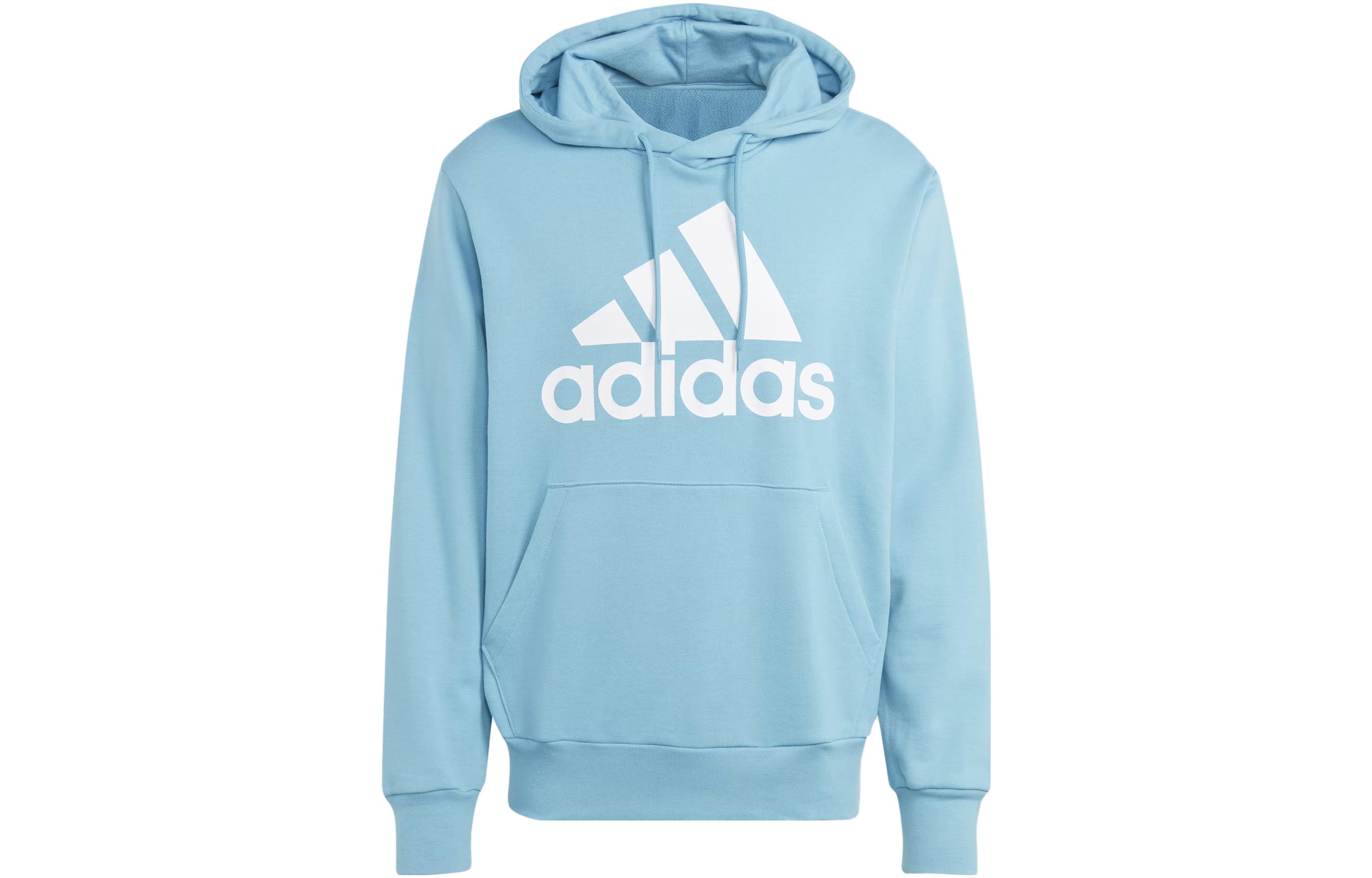 adidas Essentials French Terry Big Logo Hoodie Blue Long-Sleeve Pullover IC9367