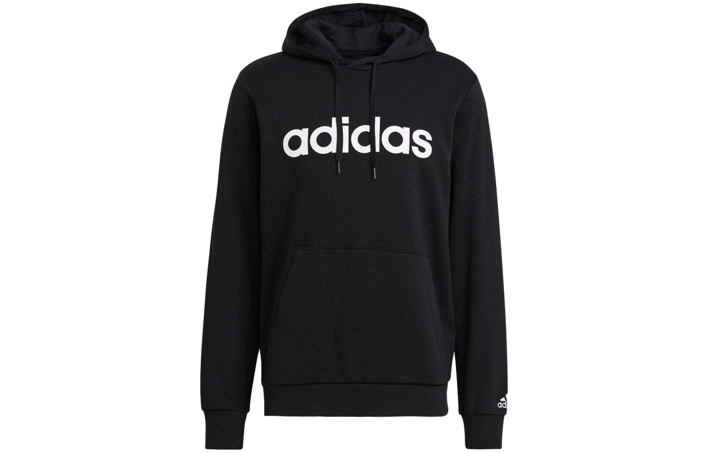 adidas Essentials French Terry Linear Logo Hoodie Black Pullover GK9064