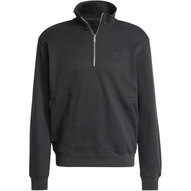 adidas Essentials Half-Zip Pullover Sweatshirt Black - Retro Logo Design IW5807